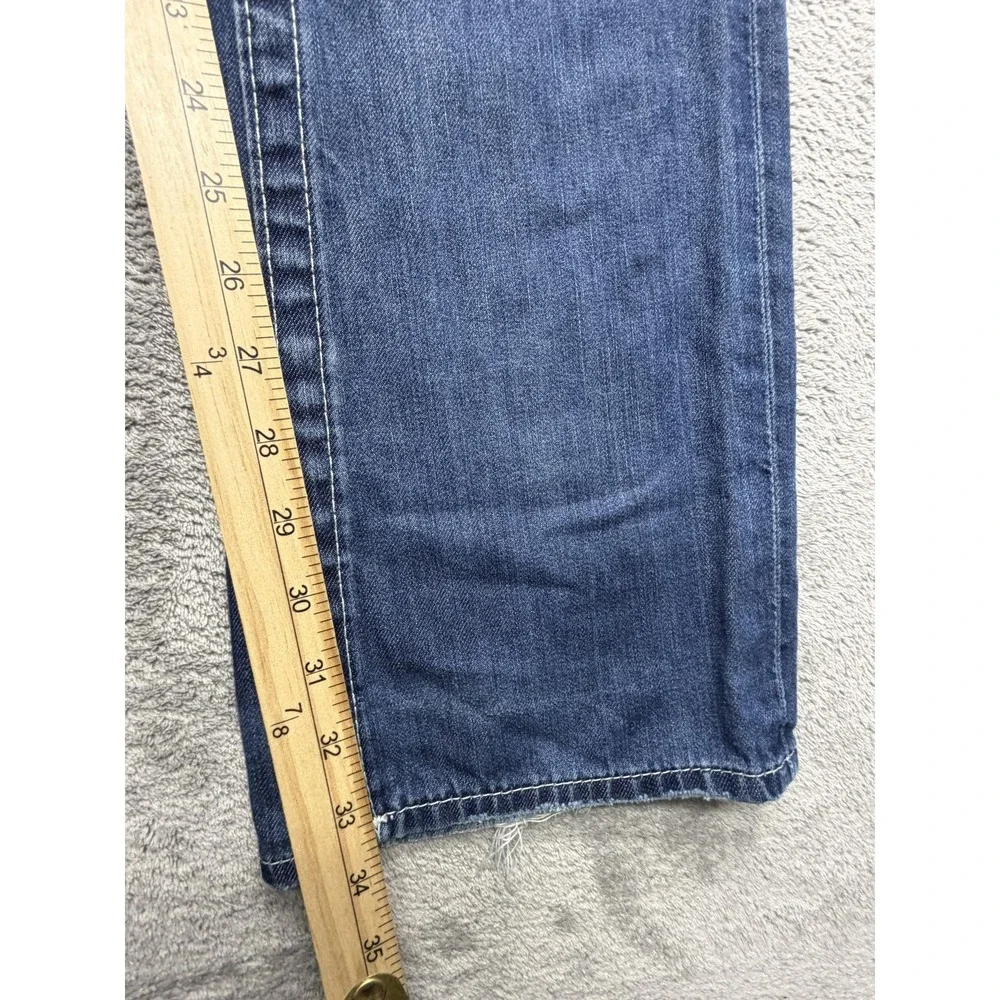 True Religion Jeans Mens Measured 34x33 Blue Bootcut Relaxed Distressed Logo
